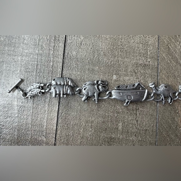 Noah’s Ark Animal Bracelet 8in Elephant Turtle Pewter Toggle - Picture 4 of 6